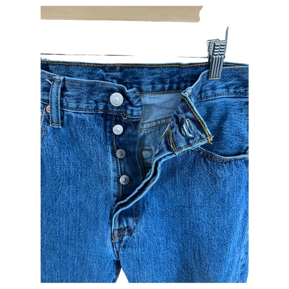 Levi's 501 Button Fly Straight Jeans Hemmed Waist 31" Inseam 28.5" - Picture 7 of 11